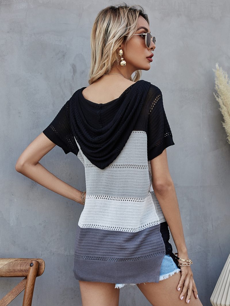 Summer Knitted Office Jumpsuit | V Neck, Solid Color, Pocket - Image 4