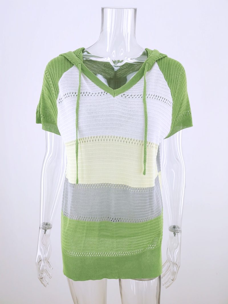 Summer Knitted Office Jumpsuit | V Neck, Solid Color, Pocket - Image 9