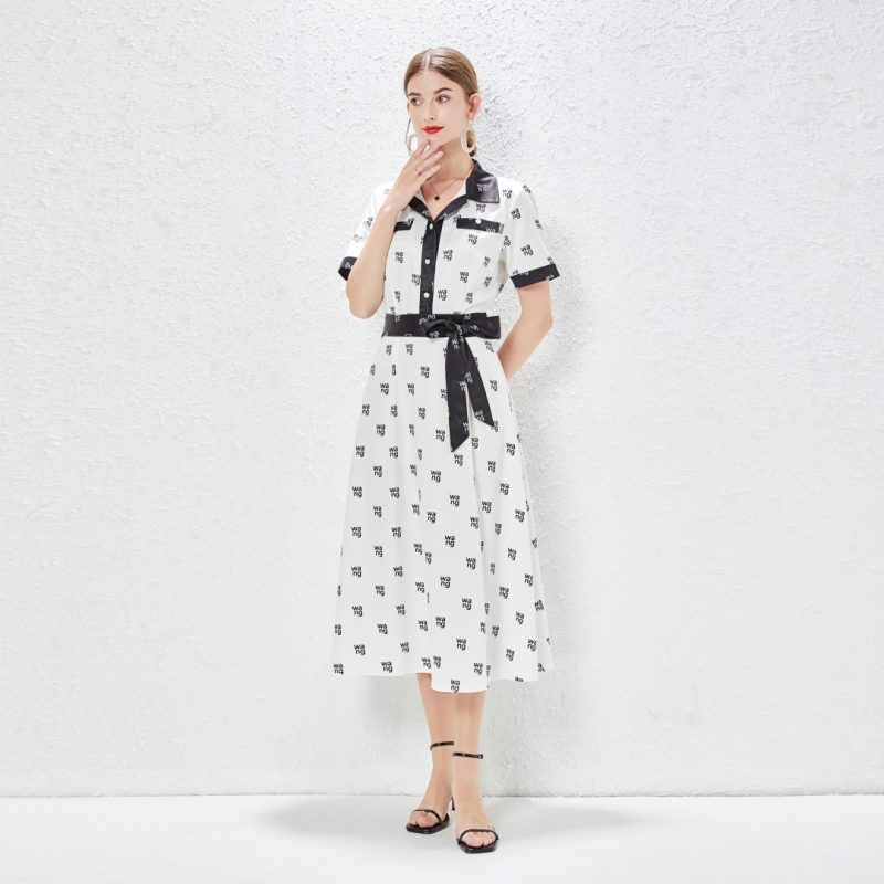 High-End Letter Printed Shirt Dress - Image 3