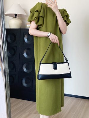 Puff Sleeve Green Maxi Dress