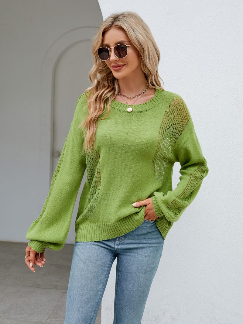 Hollow Out Round Neck Pullover - Image 5