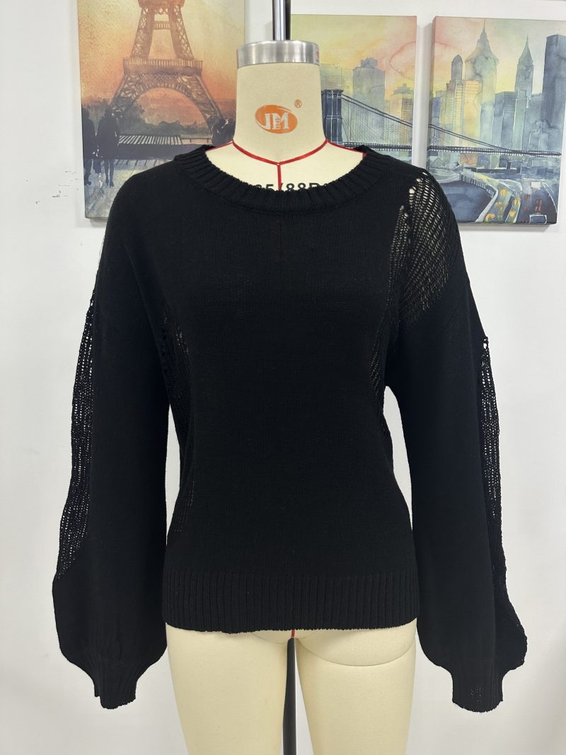 Hollow Out Round Neck Pullover - Image 10