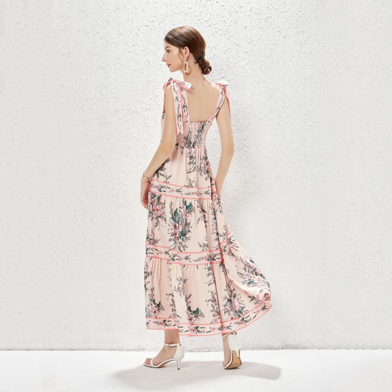 New Vacation Big Swing Lace-up Long Dress | Vintage Sling - Image 4