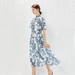 New Single Breasted Plant Printed Dress | Lotus Leaf Sleeve - Image 3