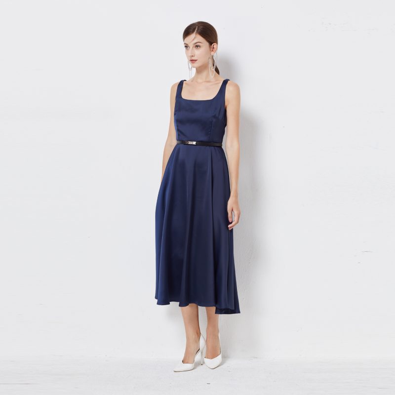 Satin U Collar Elegant Dress - Image 2