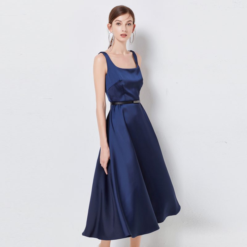 Satin U Collar Elegant Dress - Image 3