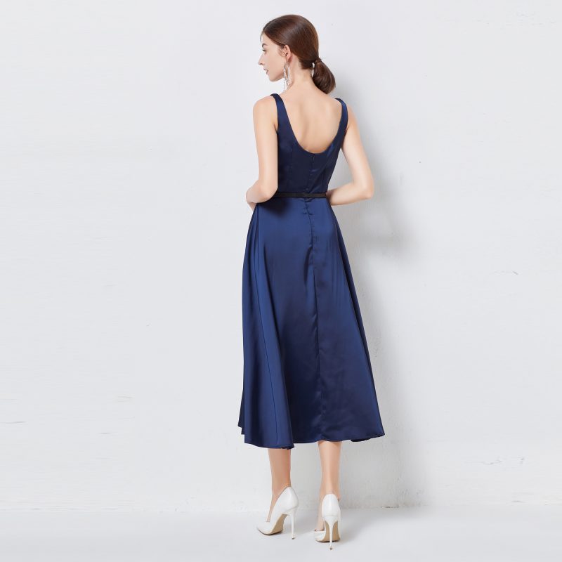 Satin U Collar Elegant Dress - Image 4