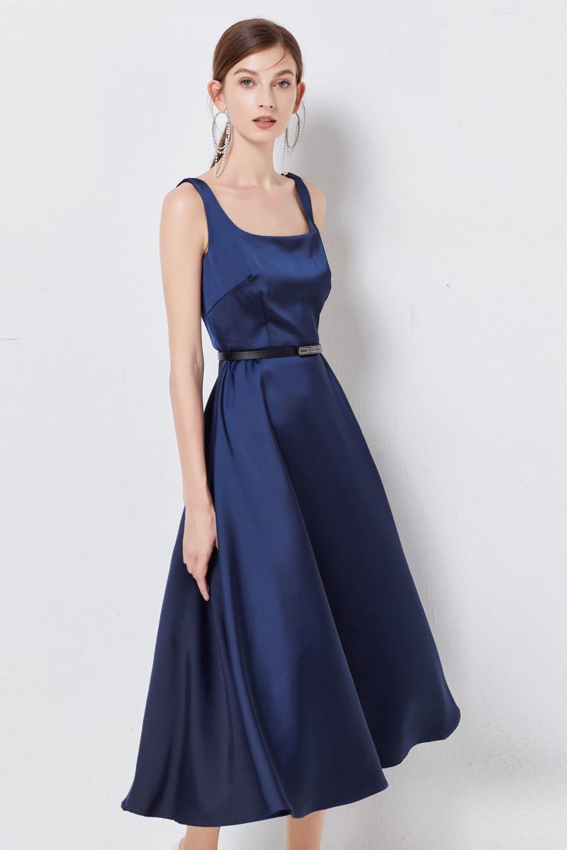Satin U Collar Elegant Dress - Image 5
