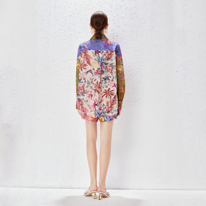 New Two-Piece Printed Shirt & Shorts Set | Single-Breasted - Image 4