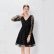 V-Neck Black Polka Dot Mesh Dress
