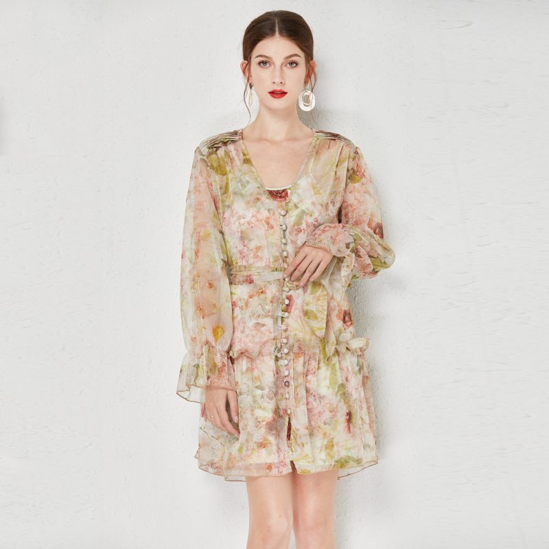 Silk Crepe Printed Two-Piece Dress