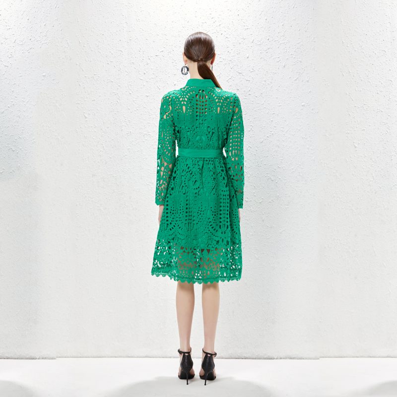 Heavy Industry Lace Hollow Midi Dress | Single-Breasted - Image 4