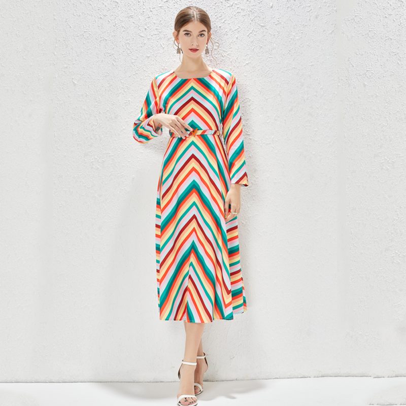 Round Neck Elegant Retro Dress