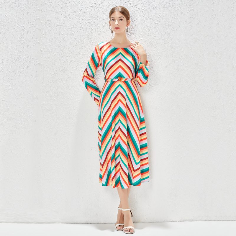 Round Neck Elegant Retro Dress - Image 3