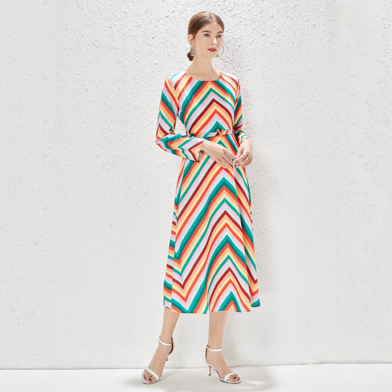 Round Neck Elegant Retro Dress - Image 5