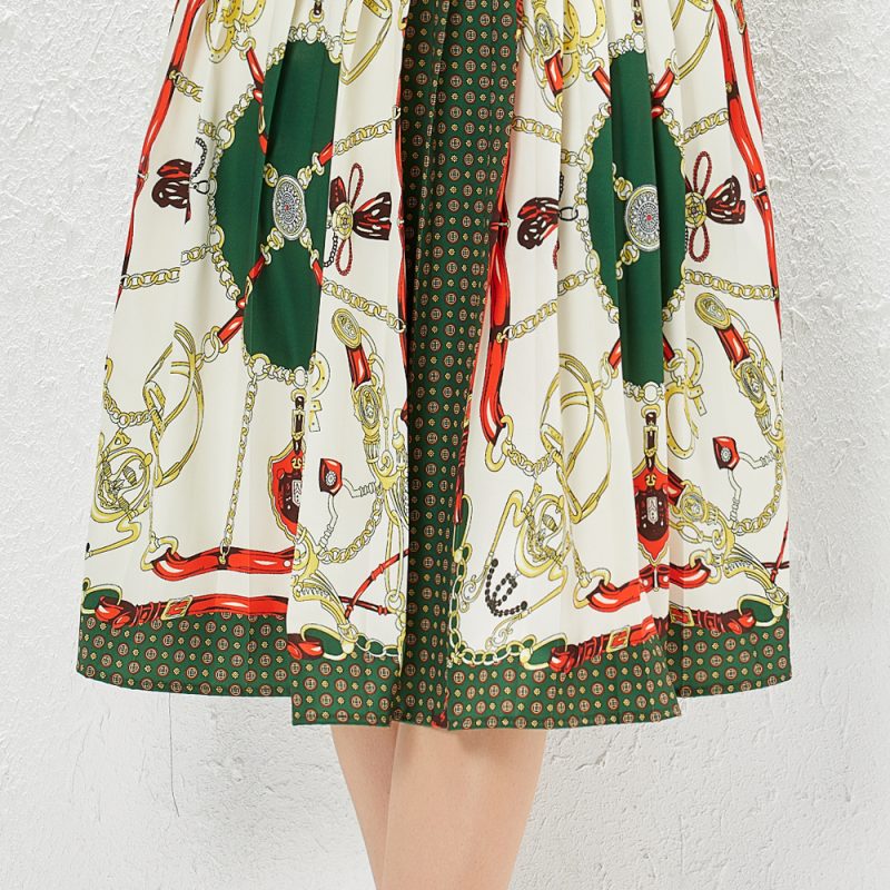 Lace-Up Bow Collar Retro Dress - Image 8