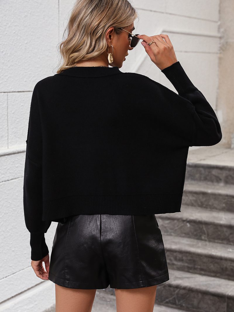 Autumn Winter Round Neck Solid Color Loose Knitwear Pullover - Image 11