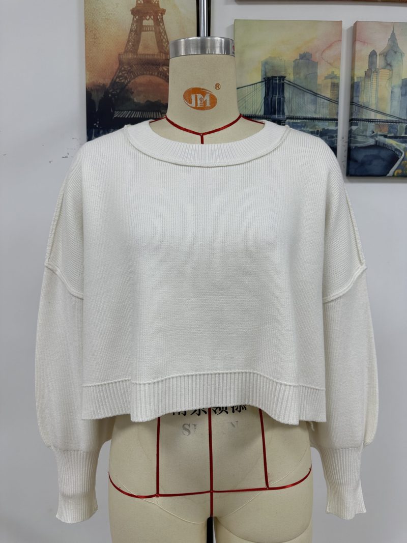 Autumn Winter Round Neck Solid Color Loose Knitwear Pullover - Image 12