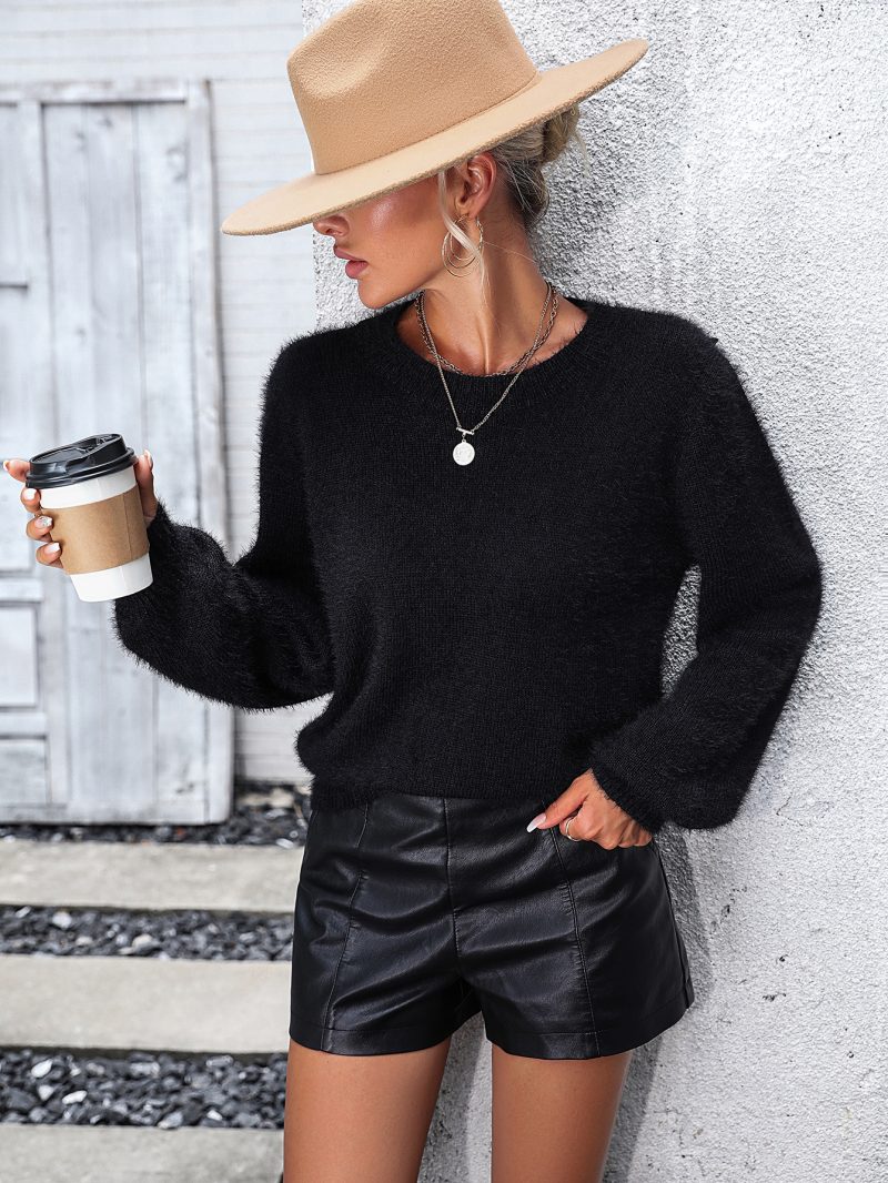 Decorative Pattern Round Neck Pullover - Image 3