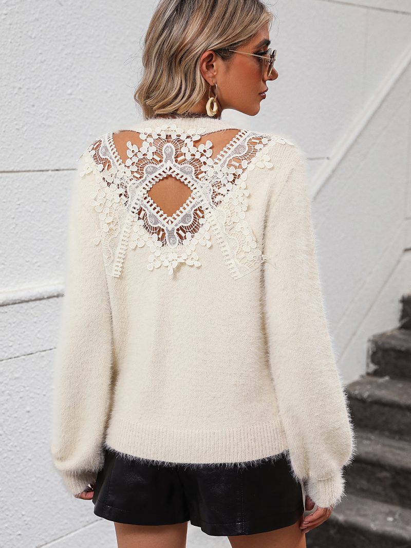 Decorative Pattern Round Neck Pullover - Image 5