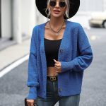 V-Neck Button Knitted Cardigan | Autumn Winter Women's Coat - Image 3