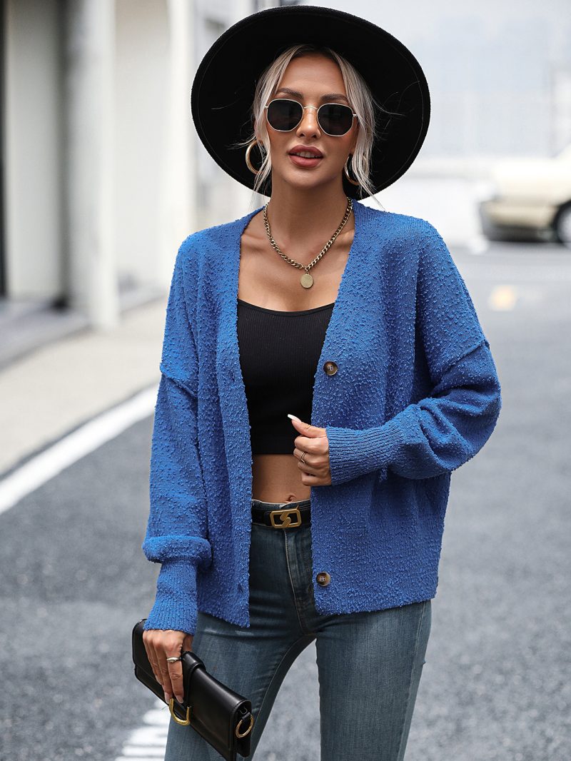 V-Neck Button Knitted Cardigan | Autumn Winter Women's Coat - Image 3