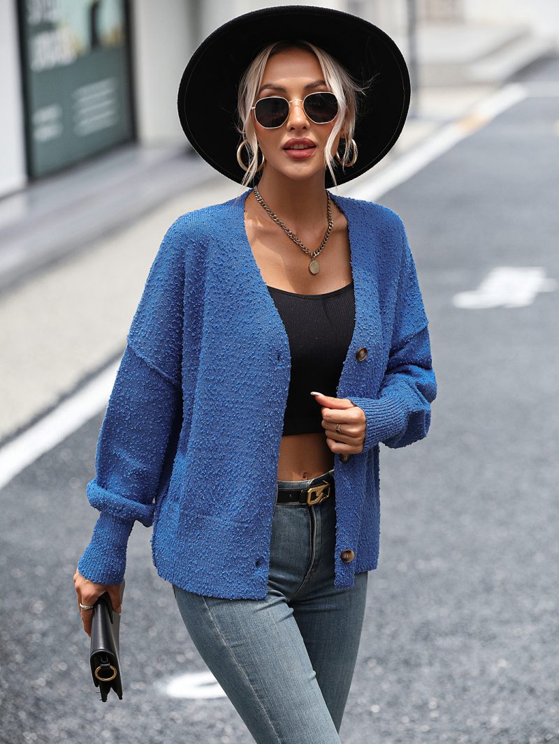 V-Neck Button Knitted Cardigan | Autumn Winter Women's Coat - Image 4
