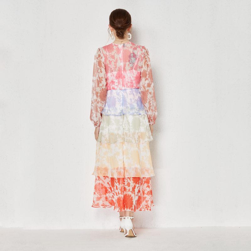 Stitching Multi-Layer Tiered Dress | Two-Piece with Lace-Up - Image 4