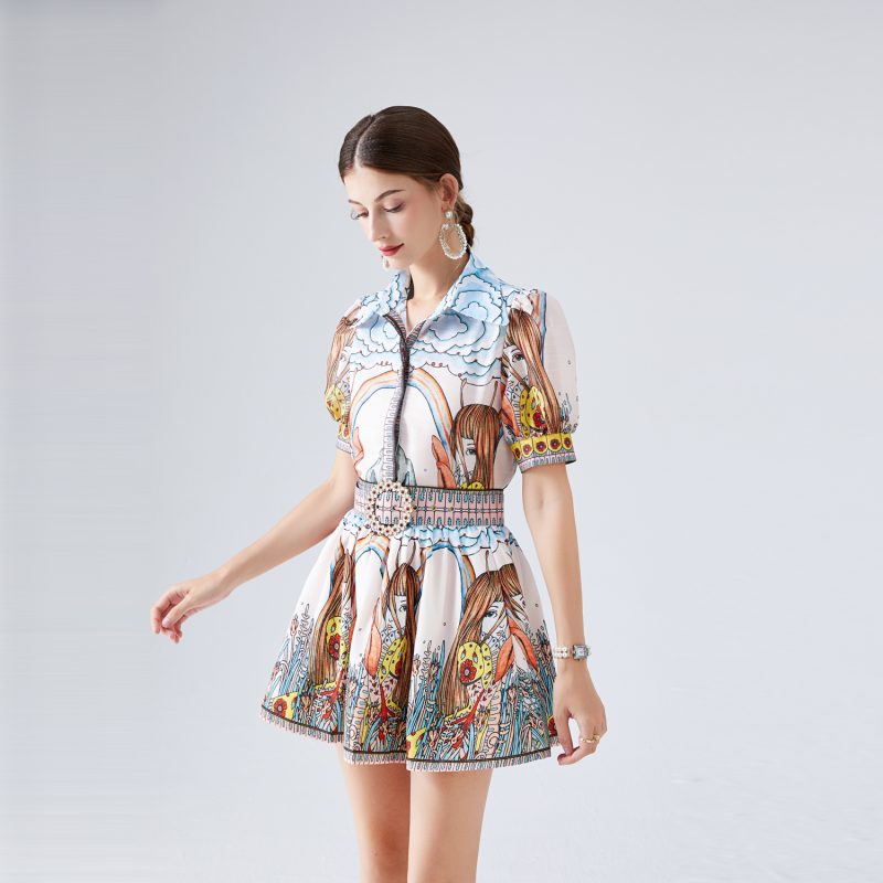 Printed Silk Linen Two-Piece Set - Image 3