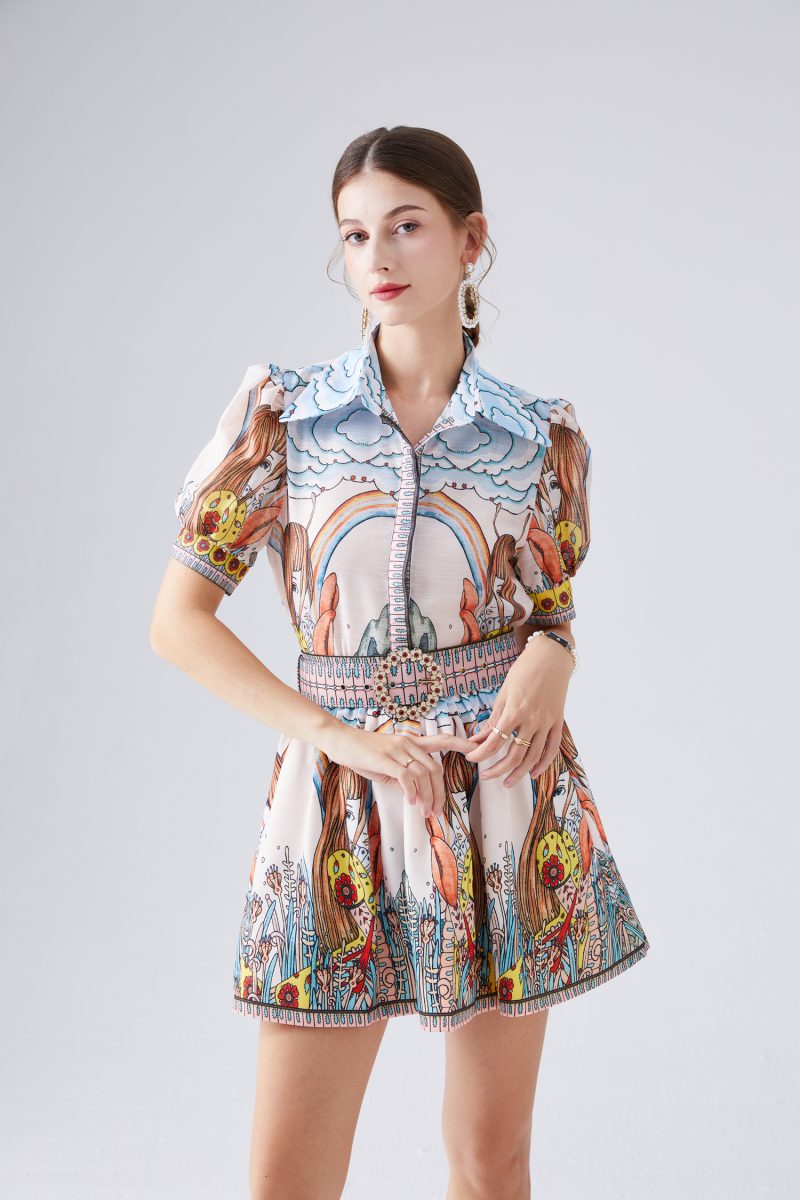 Printed Silk Linen Two-Piece Set - Image 4