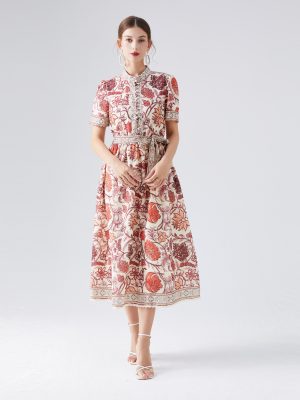 Autumn Printed Lace Dress