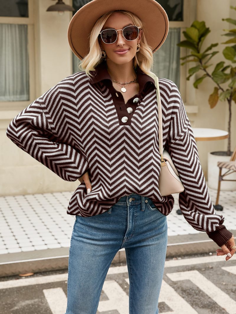 Striped Color Stitching Sweater - Image 3