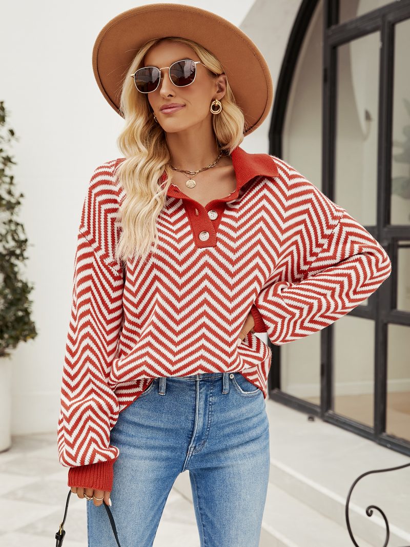 Striped Color Stitching Sweater - Image 9