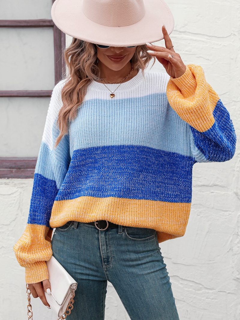 Color Block Crew Neck Knitwear - Image 2