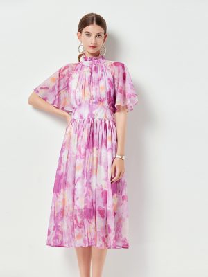 Yueyu Flower Sea Midi Dress | French Design Backless Retro