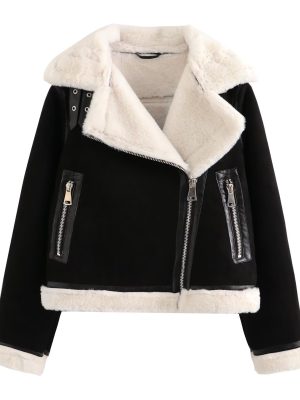 Winter Casual Washed Gradient Faux Leather Jacket