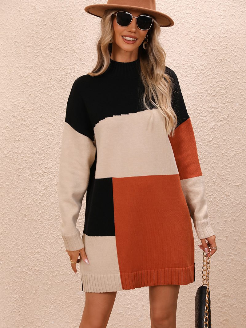 Color Matching Long Sweater Dress - Image 11