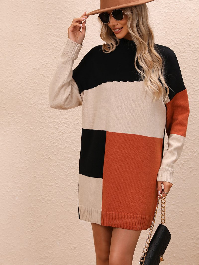 Color Matching Long Sweater Dress - Image 13