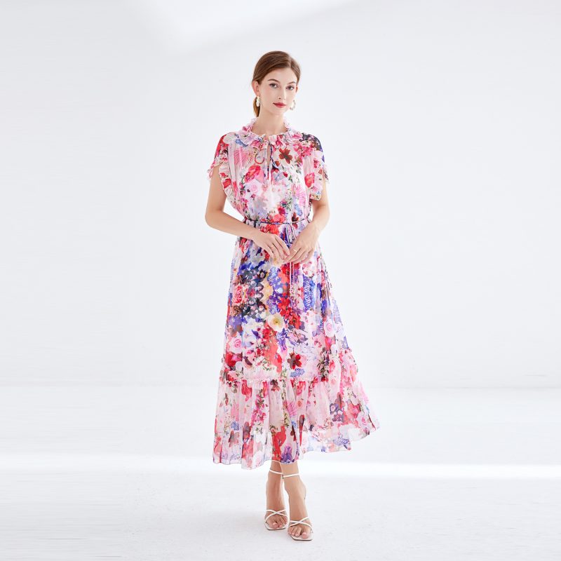 Holiday Style Printed Lace Two-Piece Dress