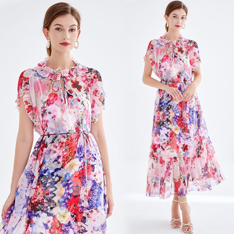 Holiday Style Printed Lace Two-Piece Dress - Image 2