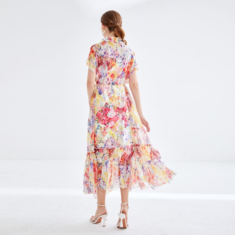 Printed Lace Collar Two-Piece Dress - Image 4