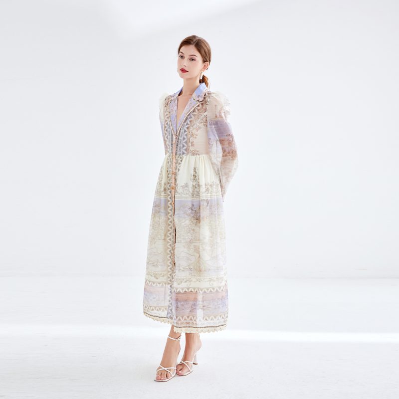 Elegant Long Sleeve Beaded Lace Dress - Image 3