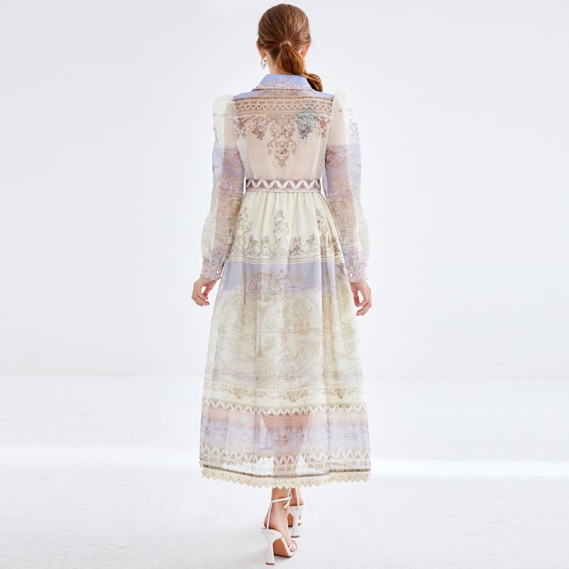 Elegant Long Sleeve Beaded Lace Dress - Image 4