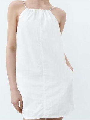 Summer Sexy Halter White Nylon Short Dress