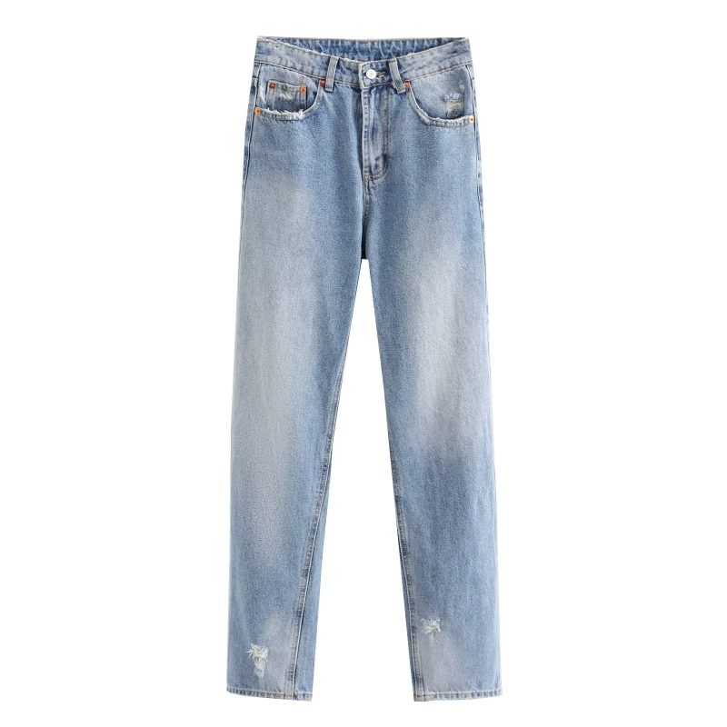 Summer Casual Straight Leg Trousers with Perforated Hole Decoration - Image 2