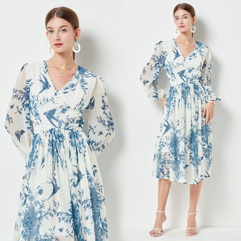 French Style Beaded Midi Dress - Image 2