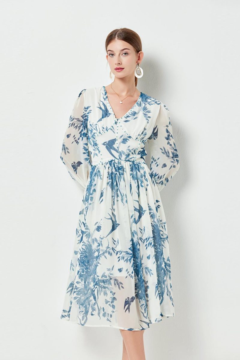 French Style Beaded Midi Dress - Image 6