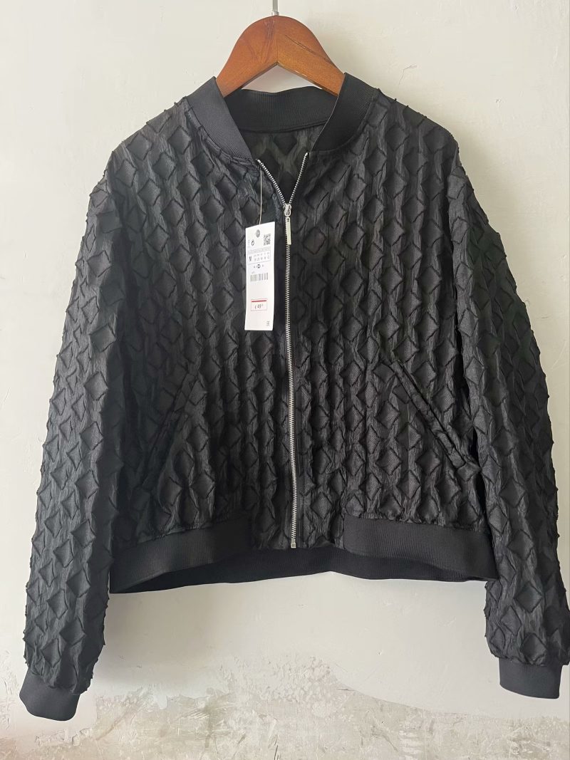 French Transparent Organza Bomber Jacket Coat - Image 2