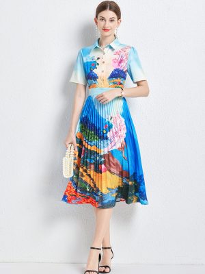 Elegant Goddess Style Pleated Dress