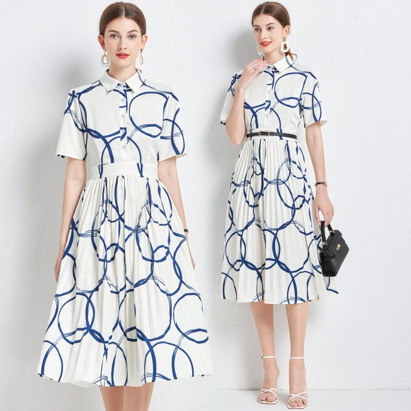 Elegant Printed V-Neck Dress - Image 6